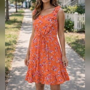 Old Navy Orange Floral Midi Dress